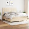 vidaXL Pat box spring cu saltea, crem, 160x200 cm, material textil