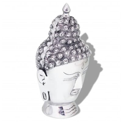 vidaXL Decorațiune cap Buddha, argintiu, aluminiu