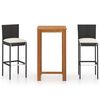 vidaXL Set mobilier bar de grădină cu perne, 3 piese, negru