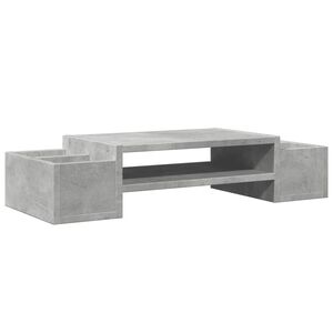 vidaXL Suport monitor cu depozitare, gri beton, 70x27x15cm, lemn