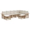 vidaXL Set de canapele de exterior 9 buc. Alb Natural și Crem