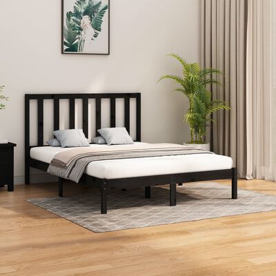 vidaXL Cadru de pat, negru, 160x200 cm, lemn masiv