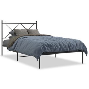 vidaXL Cadru de pat din metal cu tăblie, negru, 107x203 cm