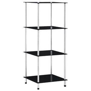 vidaXL Raft cu 4 niveluri, negru, 40 x 40 x 100 cm, sticlă securizată