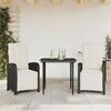 vidaXL Set bistro cu perne, 3 piese, negru, poliratan