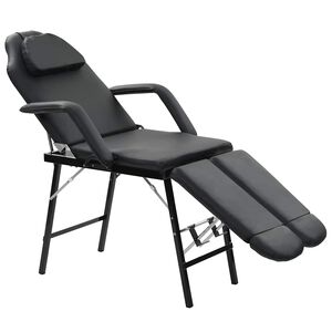 vidaXL Scaun tratament facial, piele artificială, 185x78x76 cm, negru