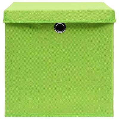vidaXL Cutii depozitare cu capace, 10 buc., verde, 28x28x28 cm