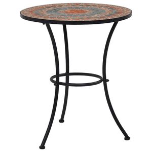 vidaXL Masă de bistro mozaic, portocaliu/gri, 60 cm, ceramică