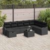 vidaXL Set de canapele pentru grădină cu pernă 9 pcs Negru Rattan poli