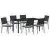 vidaXL Set de masă pentru grădină 7 pcs Negru și Gri Deschis Ratan PE
