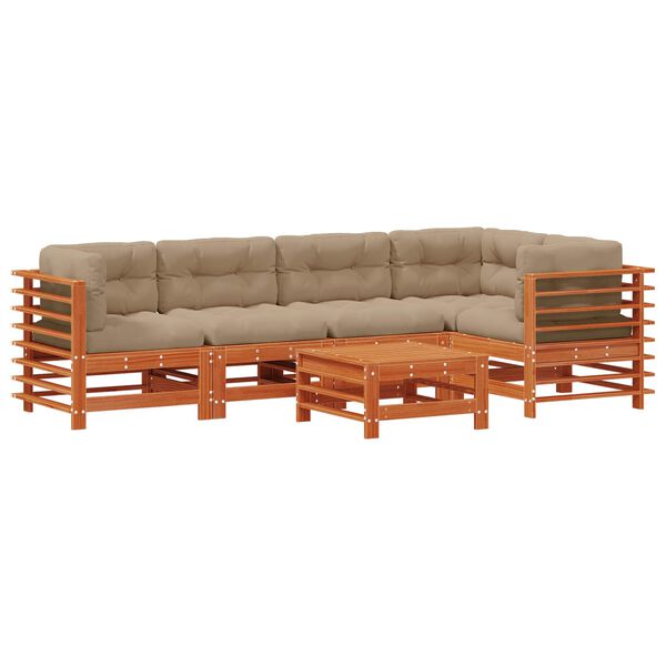 vidaXL Set de lounge pentru grădină 6 pcs Maro Ceară Lemn masiv de pin