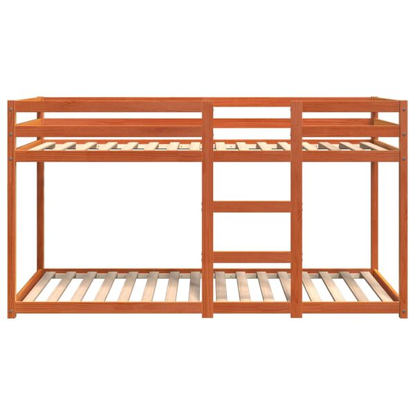 vidaXL Pat supraetajat, maro ceruit, 80x200 cm, lemn masiv de pin