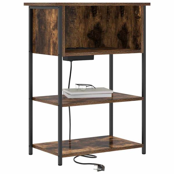 vidaXL Dulap de noapte Stejar fumuriu 55 x 31 x 76 cm Lemn compozit