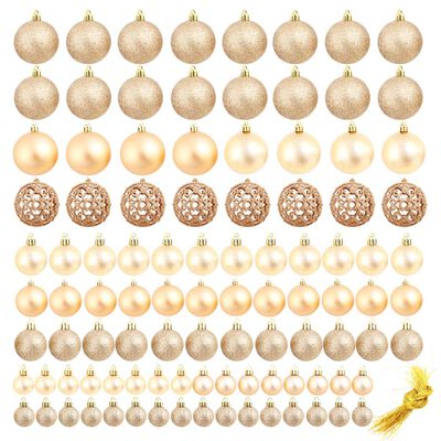 vidaXL Set globuri de Crăciun 100 de piese 3/4/6 cm, trandafiriu/auriu