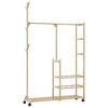 vidaXL Suport pentru haine cu rafturi și roți 100x38x175,5 cm bambus