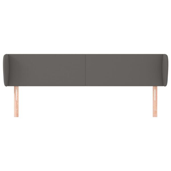 vidaXL Tăblie de pat cu aripioare gri 163x23x78/88 cm piele ecologică