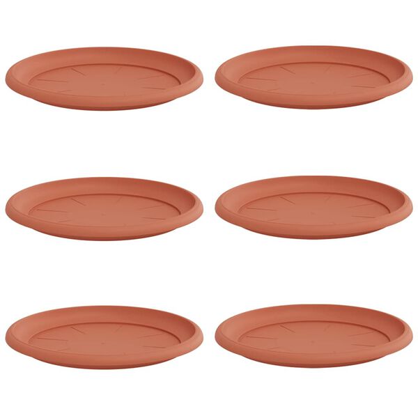 vidaXL Tavă rotundă pentru flori 6 pcs Roșu cărămidă &Oslash; 27 x 2,5 cm