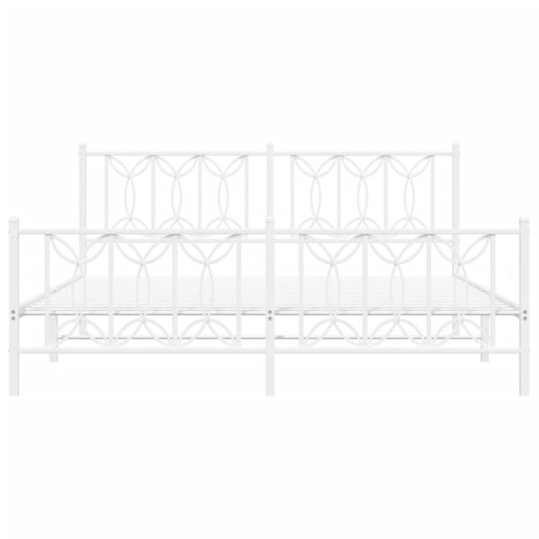 vidaXL Cadru de pat metalic cu tăblie de cap/picioare, alb, 180x200 cm