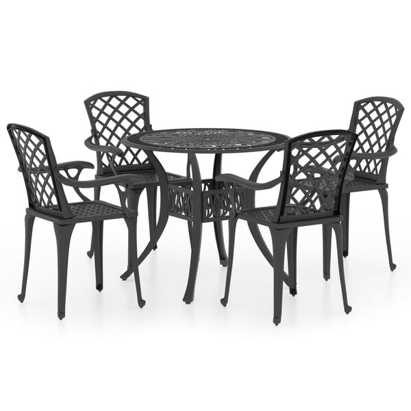 vidaXL Set mobilier bistro, 5 piese, negru, aluminiu turnat