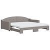 vidaXL Pat de zi cu extensie și saltele, gri taupe, 100x200 cm, textil