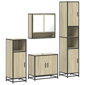 vidaXL Set de mobilier de baie din 4 piese din lemn de stejar Sonoma