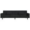 vidaXL Canapea extensibilă, 2 locuri, 2 perne&taburet, negru, catifea