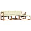 vidaXL Set de canapele de exterior cu pernă 4 pcs Natural și Crem