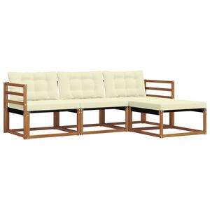 vidaXL Set de canapele de exterior cu pernă 4 pcs Natural și Crem
