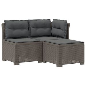 vidaXL Sofa de grădină cu 3 locuri, cu perne, aspect de rattan PP