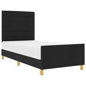 vidaXL Cadru de pat cu headboard Negru 90 x 200 cm țesătură