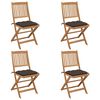 vidaXL Scaune grădină pliabile cu perne, 4 buc., lemn masiv de acacia