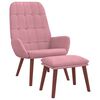 vidaXL Scaun de relaxare cu taburet, roz, catifea