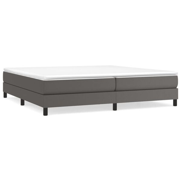 vidaXL Pat box spring cu saltea, gri, 200x200 cm, piele ecologică