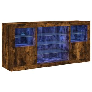 vidaXL Dulap cu lumini LED, stejar fumuriu, 142,5x37x67 cm