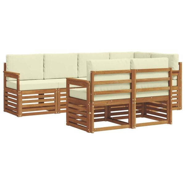 vidaXL Set canapea sectională cu pernă 7 pcs Natural și Crem