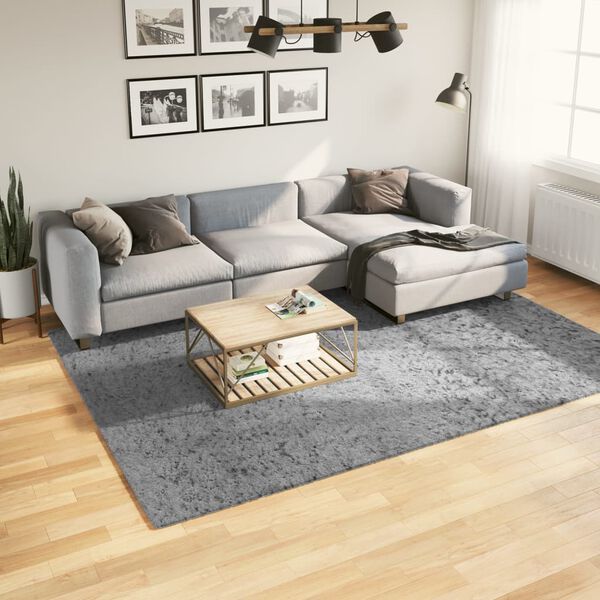 vidaXL Covor pufos "PAMPLONA" cu fire &icirc;nalte, gri modern, 200x280 cm