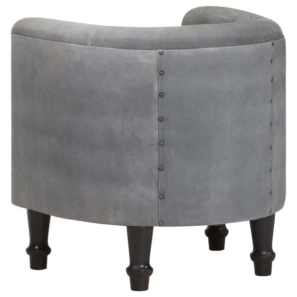 vidaXL Fotoliu, negru, piele naturală și lemn masiv de mango