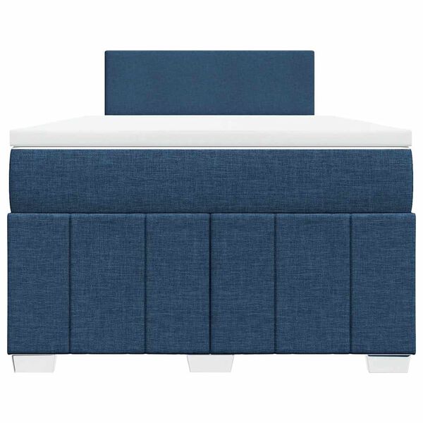 vidaXL Pat box spring cu saltea, albastru, 120x200 cm, textil