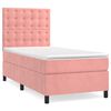 vidaXL Pat box spring cu saltea, roz, 90x200 cm, catifea