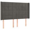 vidaXL Tăblie de pat cu aripioare gri &icirc;nchis 147x16x118/128 cm catifea