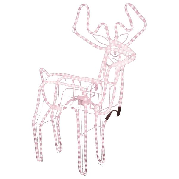 vidaXL Figurină ren de Crăciun cu cap mobil, alb cald, 76x42x87 cm