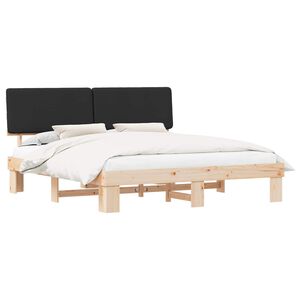 vidaXL Cadru de pat cu tăblie tapițată cu headboard Negru 180 x 200 cm