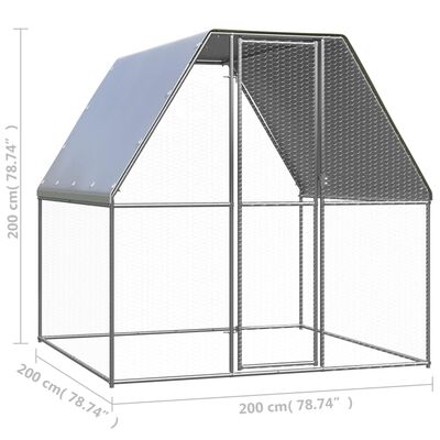 vidaXL Coteț de exterior pentru păsări, 2x2x2 m, oțel galvanizat