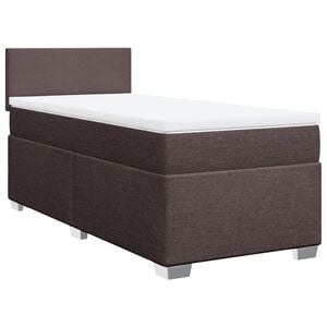 vidaXL Pat box spring cu saltea, maro &icirc;nchis, 100x200 cm, textil