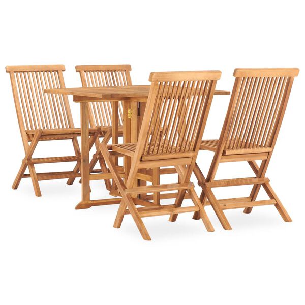 vidaXL Set mobilier de exterior pliabil, 5 piese, lemn masiv de tec