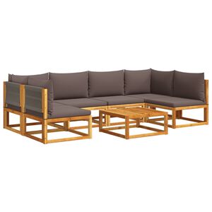 vidaXL Set canapele de grădină cu 7 piese, perne, lemn de salc&acirc;m și fr&acirc;nghie