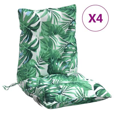 vidaXL Perne de scaun spătar jos, 4 buc., model frunze, textil oxford