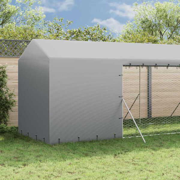 vidaXL Padoc de exterior cu acoperiș argintiu 2x6x2,5m oțel galvanizat