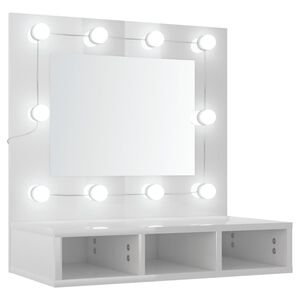 vidaXL Dulap cu oglindă și LED, alb extralucios, 60x31,5x62 cm