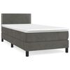 vidaXL Pat box spring cu saltea, gri &icirc;nchis, 80x200 cm, catifea